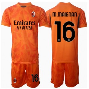 AC Milan Mike Maignan #16 Målvakt Borta Kläder Barn 2024-25 Kortärmad (+ Korta byxor)